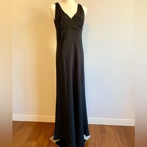 J. Crew Sophia 100% Silk Tricotine Black Long Formal Maxi A-Line Dress size 8 P